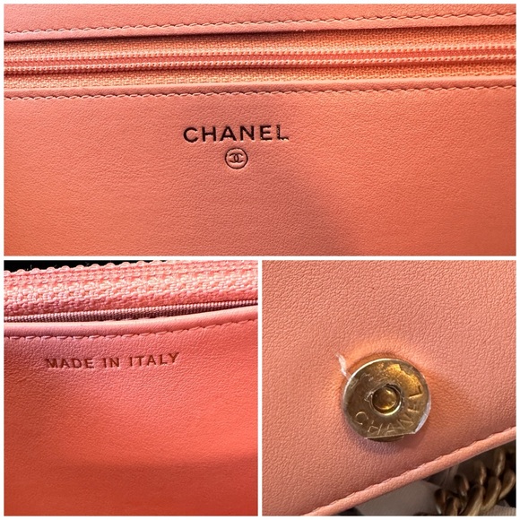 💯🥰❤️ CHANEL Caviar Quilted Boy Wallet On Chain WOC Pink - Picture 7 of 16